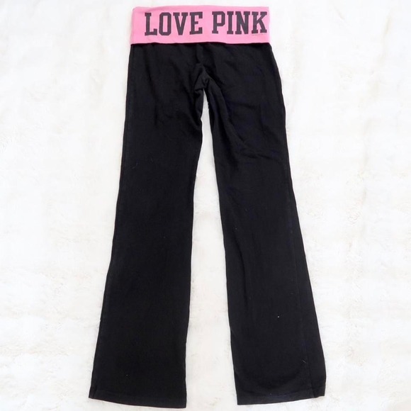 victoria's secret pink fold over flare yoga pants - Picture 2 of 8